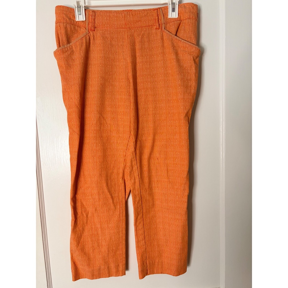 Anthropologie Cartonnier Charlie Trouser Orange Textured Cropped Pants Size 10